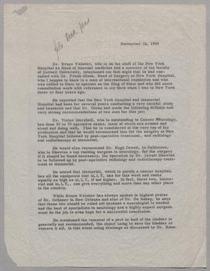 [Letter from Daniel W. Kempner, November 18, 1953]