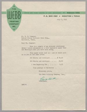 [Letter from The Webb Printing Company, Inc., to D. W. Kempner, July 7, 1953]