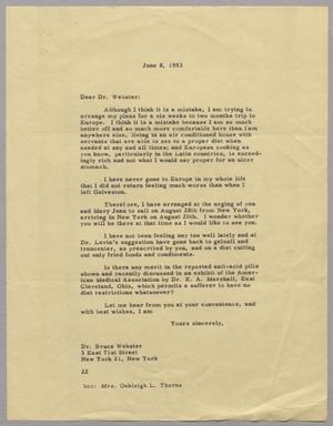 [Letter from Daniel W. Kempner to Bruce Webster, June 8, 1953]