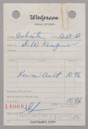 [Invoice from Walgreen to D. W. Kempner, December 13, 1953]