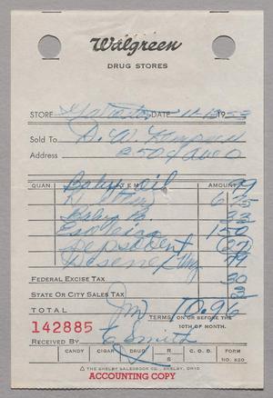 [Invoice from Walgreen to D. W. Kempner, November 13, 1953]