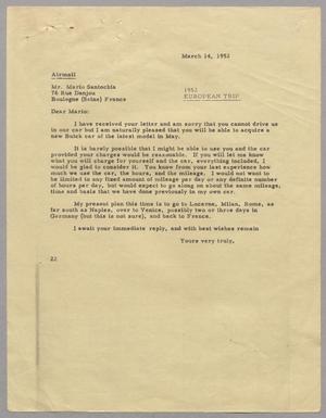 [Letter from D. W. Kempner to Mario Santochia, March 14, 1952]