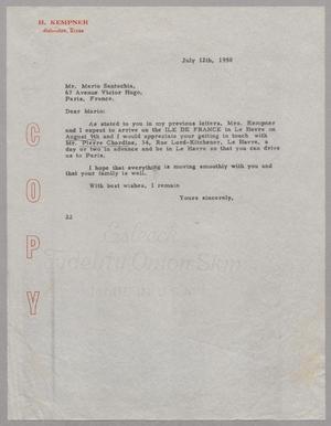 [Letter from D. W. Kempner to Mario Santochia, July 12, 1950]