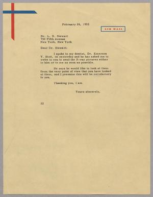 [Letter from Daniel W. Kempner to L. R. Stewart, February 26, 1953]