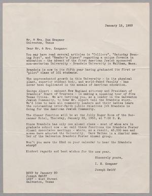 [Letter from I. H. Kempner and Joseph Swiff to D. W. and Jeane Kempner. January 15, 1953]