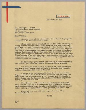 [Letter from Daniel W. Kempner to Oakleigh L. Thorne, December 30, 1953]