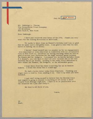 [Letter from Daniel W. Kempner to Oakleigh L. Thorne, July 28, 1953]