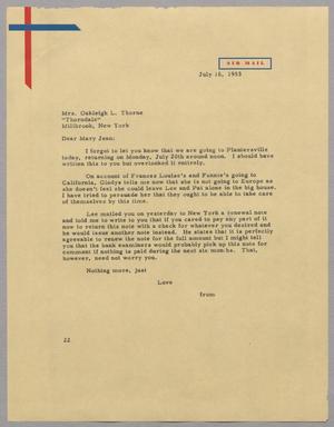 [Letter from D. W. Kempner to Mrs. Oakleigh L. Thorne, July 16, 1953]