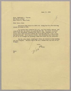 [Letter from D. W. Kempner to Mrs. Oakleigh L. Thorne, June 17, 1953]