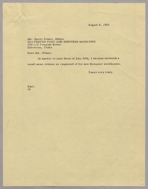 [Letter from D. W. Kempner to Garry Pliner, August 6, 1953]