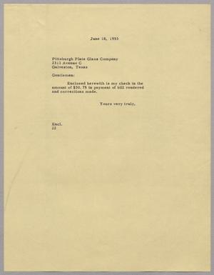 [Letter from D. W. Kempner to Pittsburgh Plate Glass Company, June 18, 1953]