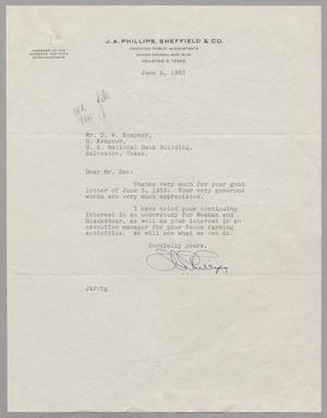 Primary view of object titled '[Letter from J. A. Phillips, Sheffield & Co. to D. W. Kempner, June 5, 1953]'.