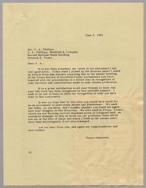 [Letter from Daniel W. Kempner to J. A. Phillips, June 3, 1953]