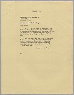 [Letter from D. W. Kempner to Rogers Grain Company, July 23, 1953]
