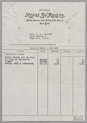 [Invoice for Charges for D. W. Kempner, September 1953]