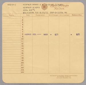 [Invoice for Services Rendered by Hotel St. Regis., August 1953]