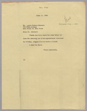 [Letter from Daniel W. Kempner to Lewis R. Stewart, June 11, 1953]