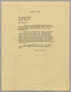 [Letter from Daniel w. Kempner to Henry Stenzel, January 6, 1953]