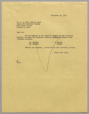 [Letter from A. H. Blackshear, Jr. to J. E. Holt, September 28, 1954]