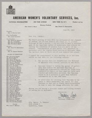 [Letter from Mrs. C. Ruxton Love to Mrs. Daniel W. Kempner, July 27, 1954]