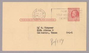 [Postcard from Pat Dial to D. W. Kempner, August 4, 1954]