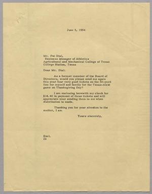 Primary view of object titled '[Letter from D. W. Kempner to Pat Dial, June 5, 1954]'.