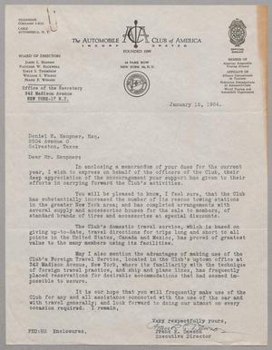 [Letter from the Automobile Club of America to Daniel W. Kempner, January 15, 1954]