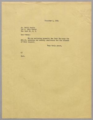 [Letter from Harris Leon Kempner to Dr. Edith Peritz, December 1, 1954]