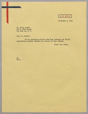 [Letter from A. H. Blackshear, Jr. to Edith Peritz, September 1, 1954]