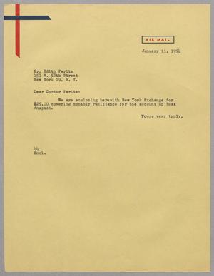 [Letter from A. H. Blackshear, Jr. to Edith Peritz, January 11, 1954]