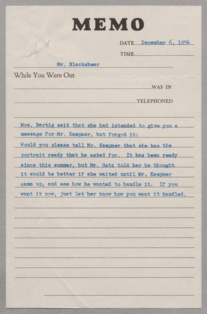 [Memorandum to Mr. Blackshear, December 6, 1954]