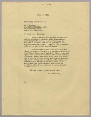 [Letter from Jeane Kempner to Mrs. Kennedy, May 17, 1954]