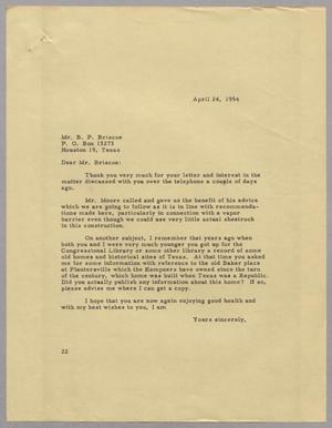 [Letter from D. W. Kempner to B. P. Briscoe, April 24, 1954]