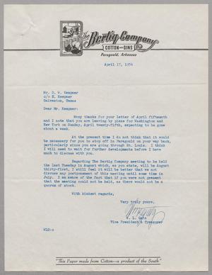[Letter from The Bertig Company to D. W. Kempner, April 17, 1954]