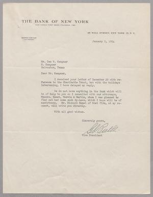 [Letter from The Bank of New York to D. W. Kempner, January 5, 1954]