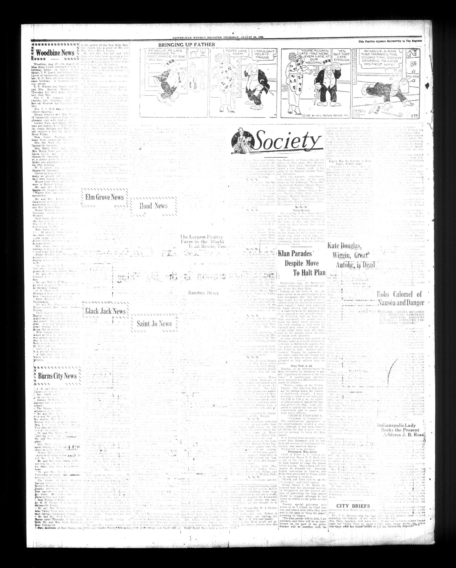 Gainesville Weekly Register and Messenger (Gainesville, Tex.), Vol. 51, No. 40, Ed. 1 Thursday, August 30, 1923
                                                
                                                    [Sequence #]: 4 of 8
                                                