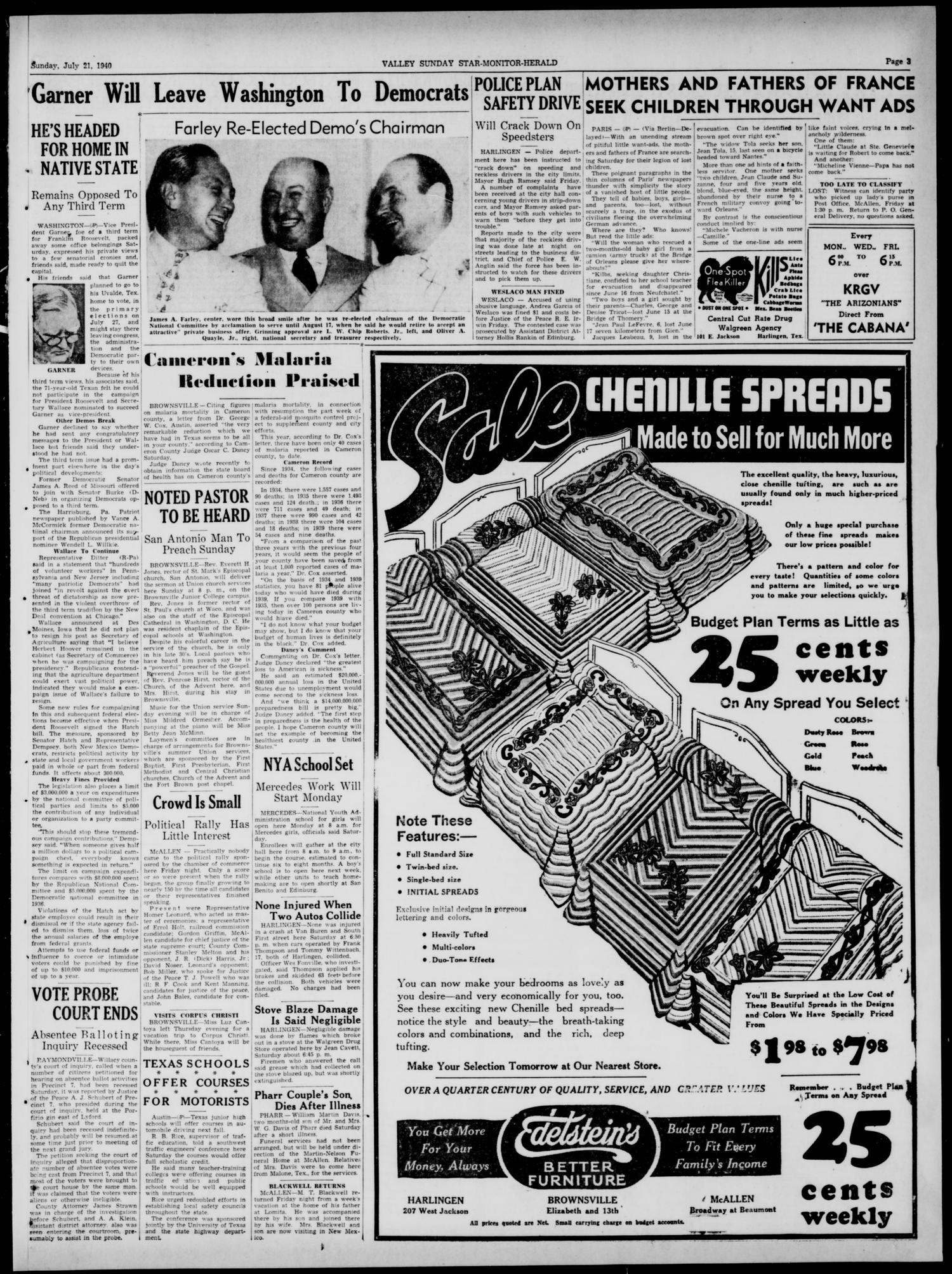 Valley Sunday Star-Monitor-Herald (Harlingen, Tex.), Vol. 4, No. 1, Ed. 1 Sunday, July 21, 1940
                                                
                                                    [Sequence #]: 3 of 34
                                                