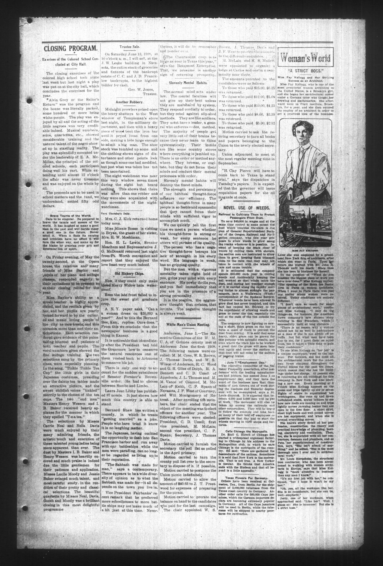 The Examiner-Review. (Navasota, Tex.), Vol. 15, No. 15, Ed. 1 Thursday, June 4, 1908
                                                
                                                    [Sequence #]: 3 of 8
                                                