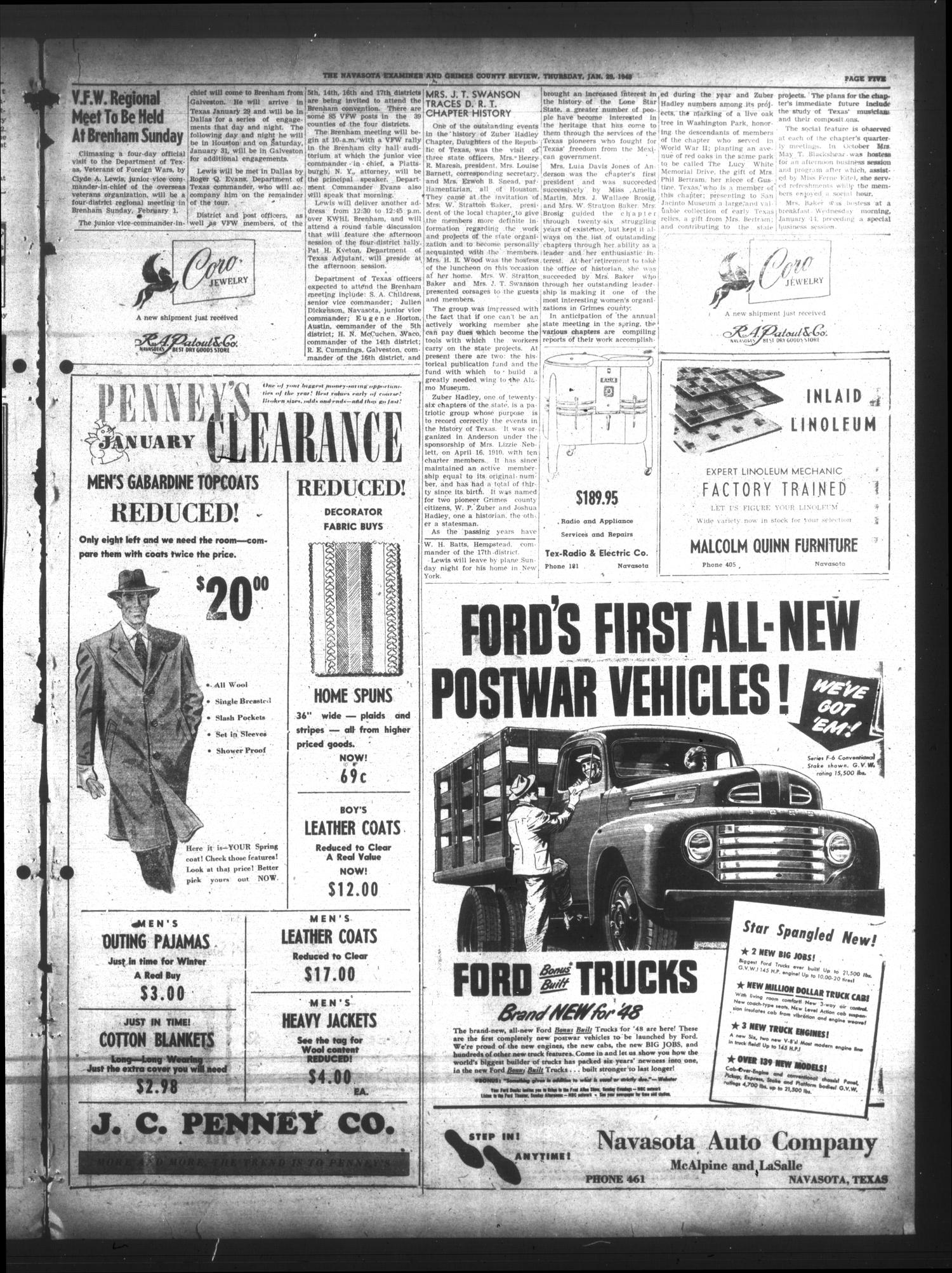 The Navasota Examiner and Grimes County Review (Navasota, Tex.), Vol. 53, No. 9, Ed. 1 Thursday, January 29, 1948
                                                
                                                    [Sequence #]: 5 of 10
                                                