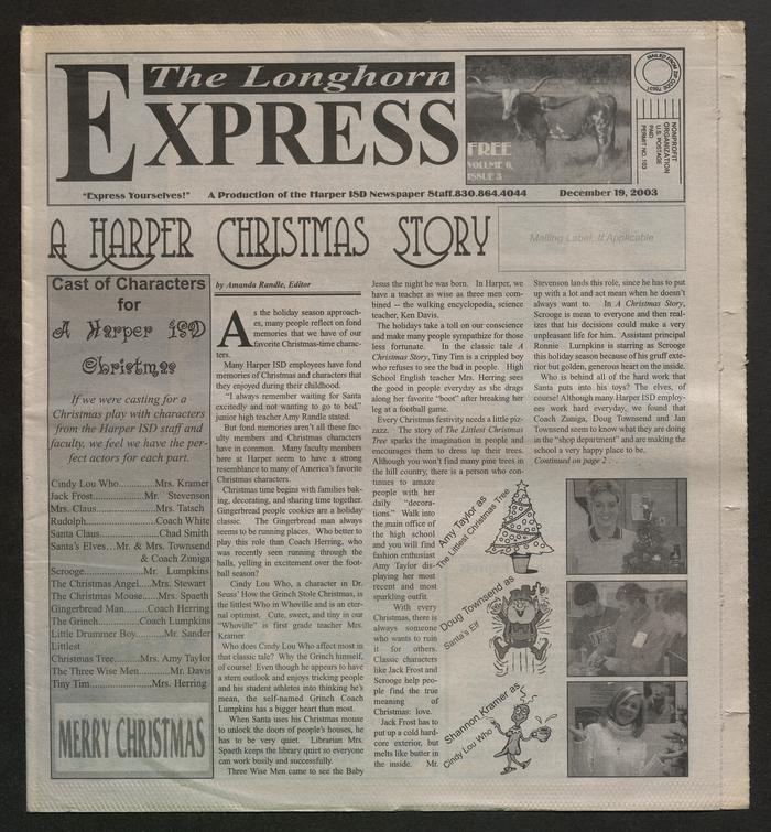 The Longhorn Express (Harper, Tex.), Vol. 6, No. 6, Ed. 1 Friday, May 21,  2004 - The Portal to Texas History