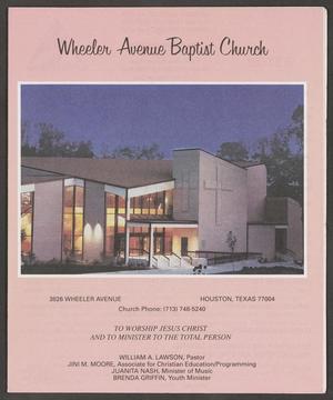 Primary view of object titled '[Wheeler Avenue Baptist Church Bulletin: January 10, 1993]'.
