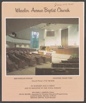 [Wheeler Avenue Baptist Church Bulletin: June 27, 1993]