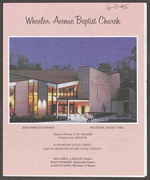 Primary view of object titled '[Wheeler Avenue Baptist Church Bulletin: June 11, 1995]'.