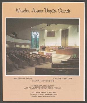 [Wheeler Avenue Baptist Church Bulletin: August 20, 1995]