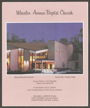 Primary view of object titled '[Wheeler Avenue Baptist Church Bulletin: October 8, 1995]'.