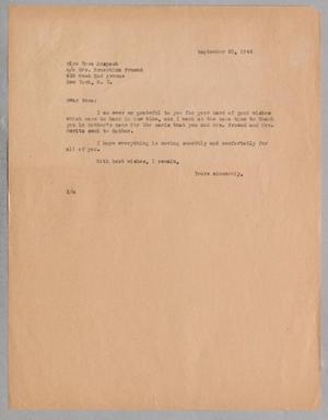 [Letter from Daniel W. Kempner to Rosa Anspach, September 20, 1944]