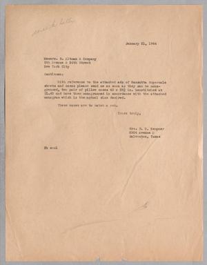 [Letter from Jeane Kempner to Messrs. B. Altman & Company, January 21, 1944]