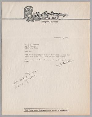 [Letter from Joseph R. Bertig to Daniel W. Kempner, November 22, 1944]