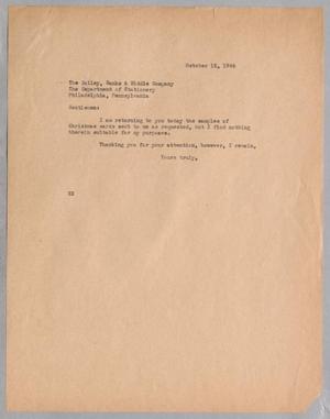 [Letter from Daniel W. Kempner, October 12, 1944]