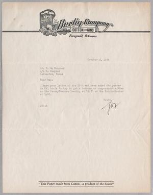 [Letter from Joseph R. Bertig to Daniel W. Kempner, October 3, 1944]